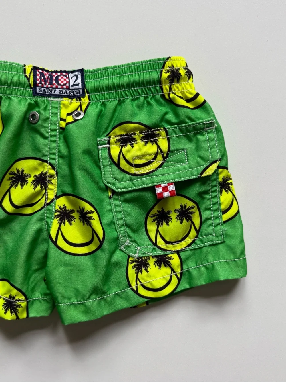 MC2 Saint Barth Boys Smiley Print Palm Swim Shorts - Size 2Y